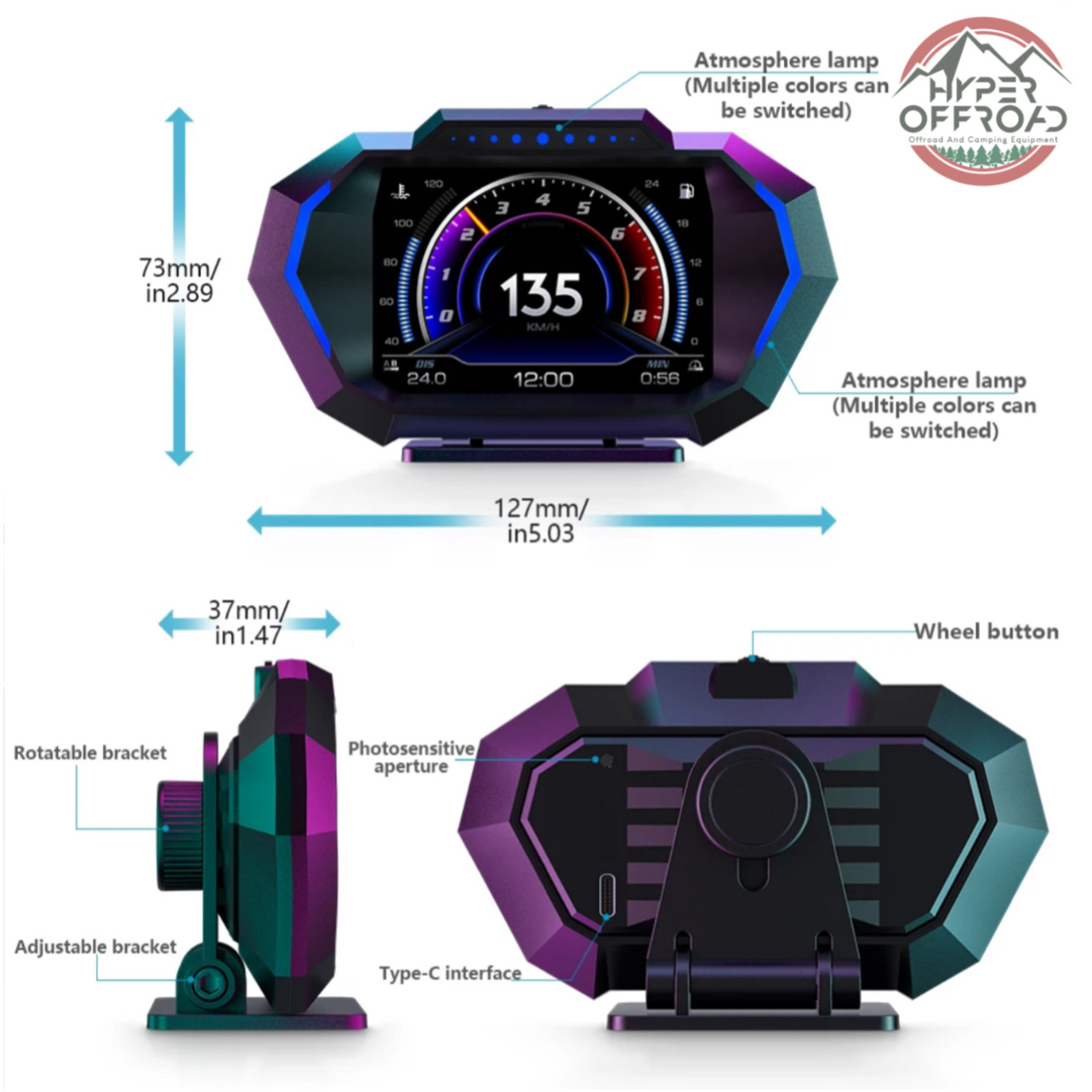 شیب سنج و دیاگ خودرو ( مولتی گیج ) مدل P24